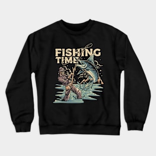 Fishing Time Enthusiast Fisher Man Crewneck Sweatshirt